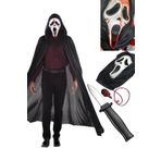Parti dolabı Halloween 120cm Siyah Kapşonlu Pelerin Çığlık Kan Efekt Maske Şaka Bıçağı Set Cadılar Bayramı Parti