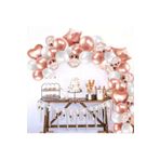 parti dolabı Rose Gold Folyo Kalp Yıldız Balon Rose Konfetili Şeffaf Ve Rose Gold, Beyaz Metalik Zincir Set Balon