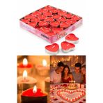 Parti dolabı Tealight Mum 50'li Kalpli Kırmızı Yer Mumu Evlilik Teklifi Yıldönümü Süsleme