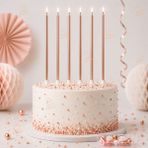 Parti Dükkanı Rose Gold Renk 20 cm Ince Pasta Mumu Uzun Doğum Günü Mumları Pasta Süsleme Parti Malzemesi - 1