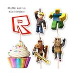 Parti Dükkanım Kürdan ROBLOX Temalı 10lu Doğum Günü Cupcake İkramlık Süsü