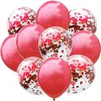 Parti Furyası Kırmızı Konfetili Şeffaf Balon Ve kırmızı Balon Seti 20 Adet