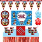 Parti Furyası Paw Patrol Doğum Günü Konsepti 16 Kişilik 50X70 cm Afişli Paw Patrol Parti Malzemeleri Seti Masa Etek - Renkli