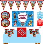 Parti Furyası Paw Patrol Doğum Günü Konsepti 24 Kişilik Afişli Paw Patrol Parti Malzemeleri Seti - Renkli