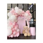 parti hediye sepeti BEYAZ PUDRA PEMBE BALON ZİNCİR SETİ
