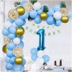 Parti Hediye Sepeti Mavi Doğum Günü Tema Parti 1 Yaş Süslemeleri Balon Doğum Günü Parti Süsü