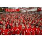 Parti Kırtasiye Ünisex Kısa Kol Beyaz Çocuk Bayrak Ay Yıldızlı 23 Nisan 29 Ekim 10 Kasım Gösteri Özel Tişört - Kırmızı - 3 - 4 Yaş