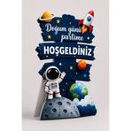 Parti Konsepti Kişiye Özel Uzay Astronot Konsept Ayaklı Karşılama Panosu – Doğum Günü Partime Hoşgeldiniz – 50 cm