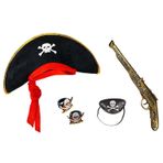 Parti Korsan Şapkası + Maske + 2 Adet Yüzük Kostüm Seti (Çocuk)