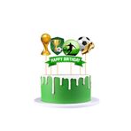parti pera Futbol Şekilli Pasta Süsü 5 Parça Doğum Günü Pasta Süsü