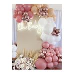 parti pera Gül Kurusu Ten Rengi Beyaz Pastel Krom Rose Gold Balon Zinciri Seti Doğum Günü Balon Seti
