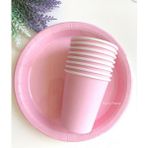 Parti Pera Makaron Karton Tabak Bardak 8'li Set Doğum Günü Tabak Bardak Seti - Pembe