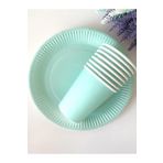 parti pera Mint Yeşili Makaron Pastel Karton Tabak Bardak Set 8 Li