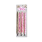 parti pera Pembe Beyaz Simli Pasta Mumu Doğum Günü Pasta Mumu 6'lı 15 CM