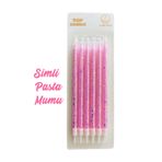 parti pera Simli Pembe Renk Pasta Mumu 6'lı Paket 15 cmDoğum Günü Pasta Mumu