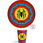 Parti Pera Spider Karton Tabak Bardak 8'li Set Örümcek Temalı Karton Tabak Bardak - Kırmızı