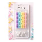 parti pera Spiral Dalgalı Şekilli Makaron Pasta Mumu 6 Adet Doğum Günü Pasta Mumu