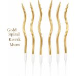 Parti Pera Spiral Kıvrık Gold Altın Pasta Mumu 6 Adet Doğum Günü Pasta Mumu