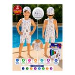 Parti Selesi Boyanabilir Çocuk Mayosu UV Korumalı Yüzücü Mayo 1-8 Yaş | 12'li Smart Keçeli Kalem Hediyeli