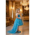 Parti Selesi Karlar Ülkesi Frozen Elsa Kostüm Mavi Ön Kısa Arka Uzun Elbise Kız Çocuk Kıyafet