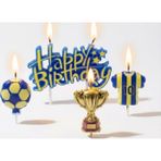 Parti Serüveni Taraftar Temalı Sarı Lacivert Happy Birthday Kupa Şekilli Mum Set