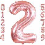 Parti Station 2 Rakam Folyo Balon Rosegold Renk Rakam Balon 2 Yaş Balon 76 Cm Sayı Balon Uçan Balon Helyum Balon