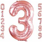 Parti Station 3 Rakam Folyo Balon Rosegold Renk Rakam Balon 3 Yaş Balon 76 Cm Sayı Balon Uçan Balon Helyum Balon
