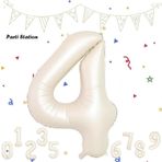 Parti Station 4 Rakam Folyo Balon Krem Renk Rakam Balon Yaş Balon 76 Cm Sayı Balon Uçan Balon Helyum Balon
