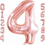 Parti Station 4 Rakam Folyo Balon Rosegold Renk Rakam Balon 4 Yaş Balon 76 Cm Sayı Balon Uçan Balon Helyum Balon