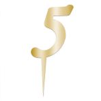 Parti Station 5 Rakam (Sayı) Pasta Üstü Pleksi Gold 7 cm