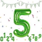 Parti Station 5 Yaş Yeşil Renk Rakam Folyo Balon 5 Beş Rakam Yeşil Renk Helyum Uçan Folyo Balon Rakam Balon