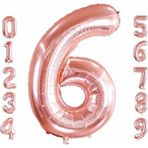 Parti Station 6 Rakam Folyo Balon Rosegold Renk Rakam Balon 6 Yaş Balon 76 Cm Sayı Balon Uçan Balon Helyum Balon
