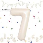 Parti Station 7 Rakam Folyo Balon Krem Renk Rakam Balon Yaş Balon 76 Cm Sayı Balon Uçan Balon Helyum Balon