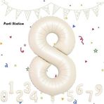 Parti Station 8 Rakam Folyo Balon Krem Renk Rakam Balon Yaş Balon 76 Cm Sayı Balon Uçan Balon Helyum Balon