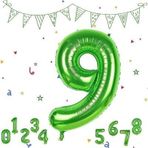 Parti Station 9 Yaş Yeşil Renk Rakam Folyo Balon 9 Dokuz Rakam Yeşil Renk Helyum Uçan Balon Rakam Balon