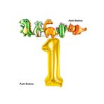 Parti Station Altın Renk Rakam Balonlu Dinozor 1 Yaş Doğum Günü Parti Yapışık Balon Set Dinozor Tema Parti Set