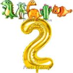 Parti Station Altın Renk Rakam Balonlu Dinozor 2 Yaş Doğum Günü Parti Yapışık Balon Set Dinozor Tema Parti Set