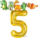 Parti Station Altın Renk Rakam Balonlu Dinozor 5 Yaş Doğum Günü Parti Yapışık Balon Set Dinozor Tema Parti Set