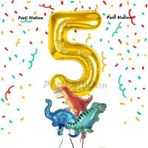 Parti Station Altın Renk Rakam Balonlu Küçük Boy Dinozor Balonlu 5 Yaş Dinozor Konsept Doğum Günü Parti Balon Set