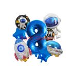 Parti Station Astronot Uzay Roket Sekiz Yaş Doğum Günü Balon Set PSSPCEKNSPT
