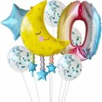 Parti Station Ay Dede 0 Yaş Balon Set Yıldız Balon Folyo Set Ay Dede Konsept Doğum Günü Set Yaş Balon Set