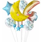 Parti Station Ay Dede 4 Yaş Balon Set Yıldız Balon Folyo Set Ay Dede Konsept Doğum Günü Set Yaş Balon Set