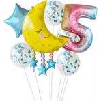 Parti Station Ay Dede 5 Yaş Balon Set Yıldız Balon Folyo Set Ay Dede Konsept Doğum Günü Set Yaş Balon Set