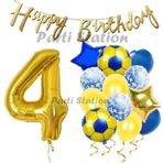 Parti Station Balon Set Sarı Lacivert 4 Yaş Balon Set Futbol Balon Set Doğum Günü Balon Set
