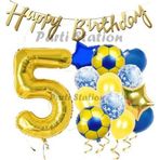 Parti Station Balon Set Sarı Lacivert 5 Yaş Balon Set Futbol Balon Set Doğum Günü Balon Set