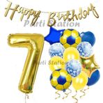 Parti Station Balon Set Sarı Lacivert 7 Yaş Balon Set Futbol Balon Set Doğum Günü Balon Set