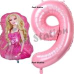 Parti Station Barbie Balon Konsept 9 Yaş Balon Set Barbie Ve Pembe Rakam Balon Doğum Günü Balon Set