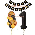 Parti Station Basketbol Konsept 1 Yaş Siyah Balon Set Basketbol Tema Doğum Günü Balon Seti
