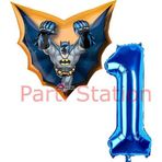 Parti Station Batman 1 Yaş Lacivert Rakam Balon Set Yarasa Adam Batman Doğum Günü Parti Balon Set