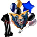 Parti Station Batman 1 Yaş Rakam Yıldız Balon Set Yarasa Adam Batman Doğum Günü Parti Balon Set